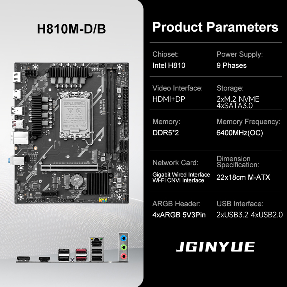 JGINYUE H810 Motherboard Intel - Ddr5 64Gb recension och pris