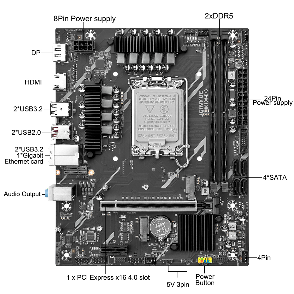 JGINYUE H810 Motherboard Intel - Ddr5 64Gb recension och pris