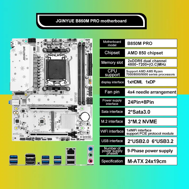JGINYUE B850M Pro Motherboard  - Ddr5 6000Mhz recension och pris
